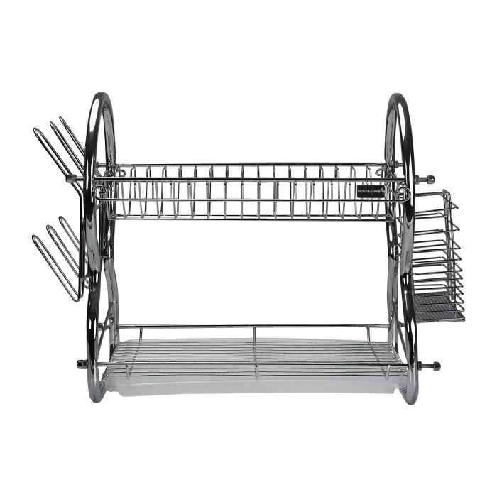 2 -Tier Stainless Steel Dish Drainer Rack - Utensil Holder, Drying Rack, with Plastic Trays & Organization Shelf - Compact, Durable & Easy to Assemble - Image 4