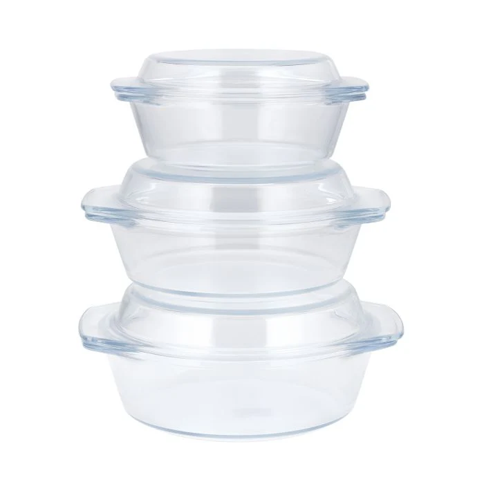 3Pcs Glass Casserole Set, Borosilicate Glass, RF10270 | High Thermal Shock-Resistant Container | Casserole with Lid | Microwave, Electric Oven, Freezer and Dishwasher Safe - Image 2