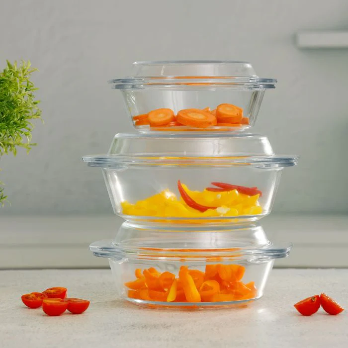 3Pcs Glass Casserole Set, Borosilicate Glass, RF10270 | High Thermal Shock-Resistant Container | Casserole with Lid | Microwave, Electric Oven, Freezer and Dishwasher Safe - Image 6