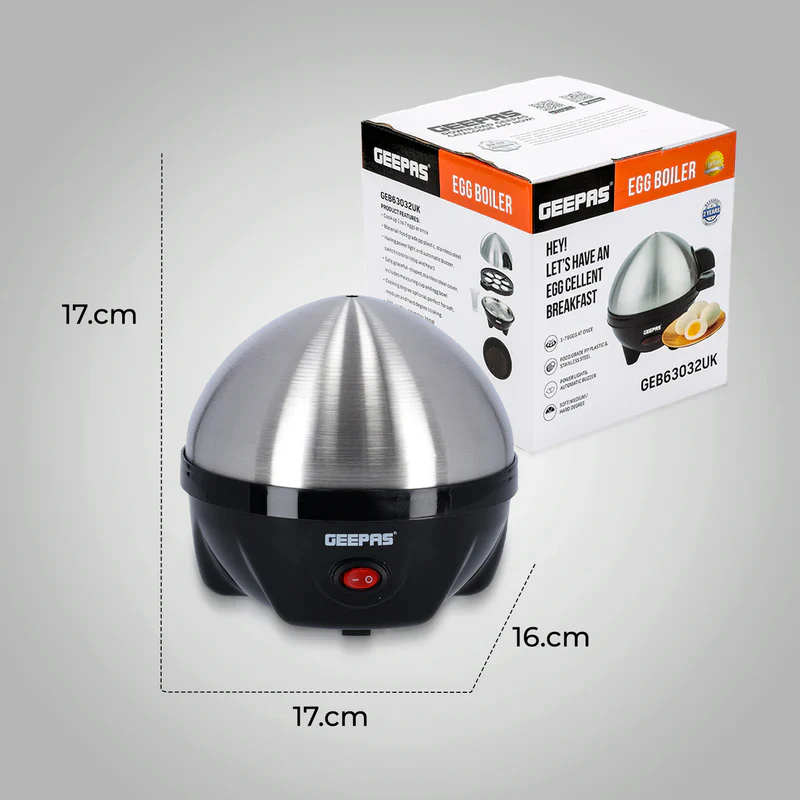 Geepas GEB63032UK Egg Boiler | 7 Egg Capacity Electric Egg Cooker with Automatic Buzzer | 350W Powerful Heating | Stainless Steel Cover | Easy & Quick Egg Cooking - Image 5