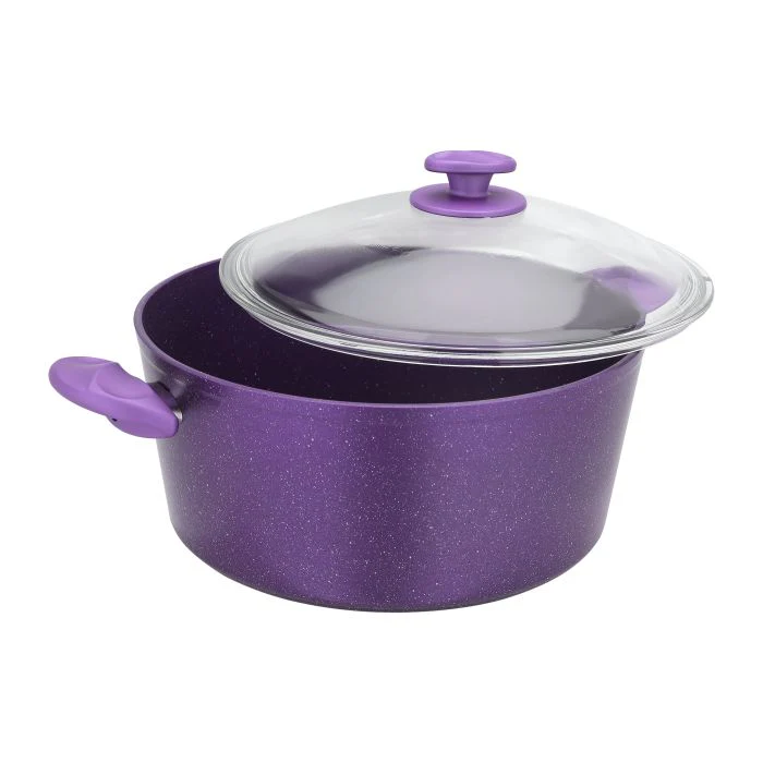 Aluminium Casserole with Durable Granite Coating, RF10257 | 24cm Cookware with Tempered Glass Lid | Bakelite Handles & Knob | PTFE Free, PFOA Free Non-Stick Casserole - Image 2