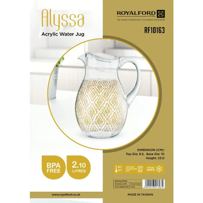 Alyssa Acrylic Water Jug, 2.1L Capacity, RF10163 - BPA Free, Freezer Safe, Top Rack Dishwasher Safe, Portable Multi-Purpose Jug - Image 2