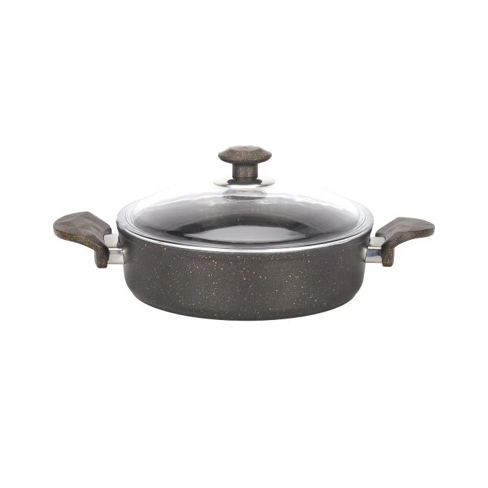 Chef Mark Granite Coated Cookware Set, 9 Pieces, RF10268 | Premium-Quality Aluminium | Tempered Glass Lid | Heavy-Duty Bakelite Handles | Compatible with all Types of Gas - Image 3