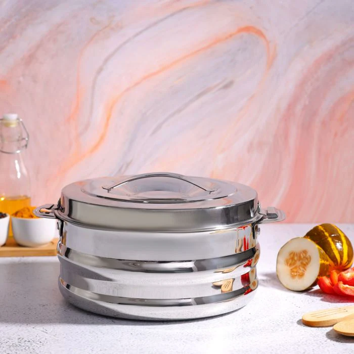 Galaxy Double Wall Stainless Steel Hot Pot, 1500ml, RF10541 | Firm Twist Lock | Strong Handles with Heavy-Duty Rivets | Steel Serving Pot, Chapati Storage Box, Roti Serving Pot - Image 7