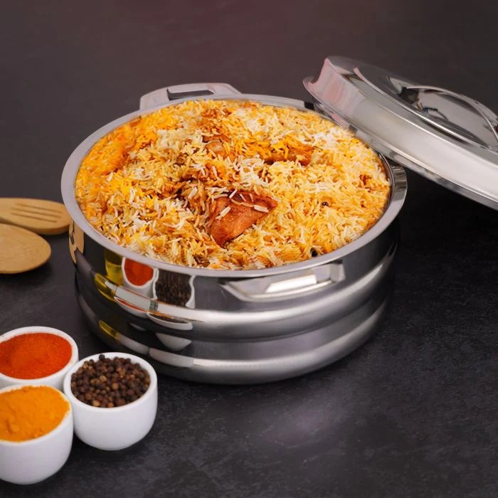 Galaxy Double Wall Stainless Steel Hot Pot, 1500ml, RF10541 | Firm Twist Lock | Strong Handles with Heavy-Duty Rivets | Steel Serving Pot, Chapati Storage Box, Roti Serving Pot - Image 9