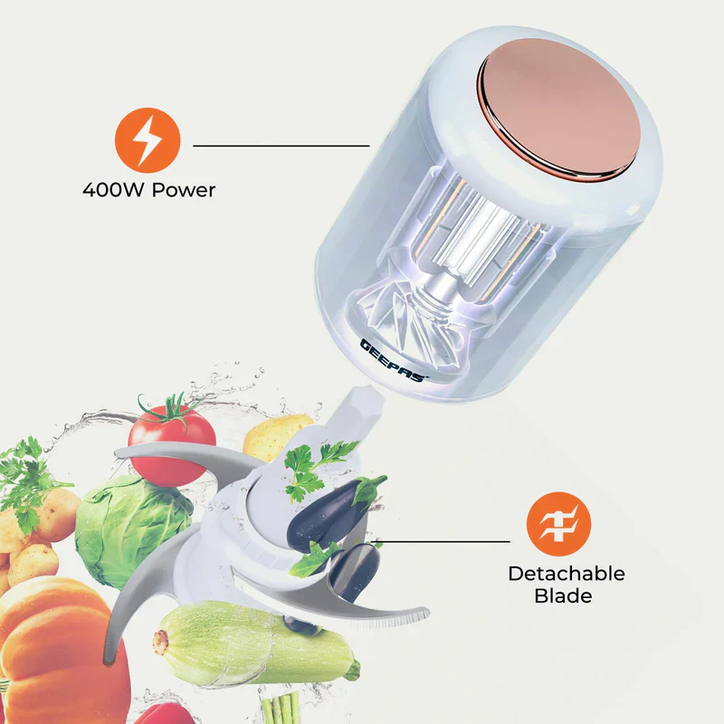 Geepas Multi Chopper GMC42012 | 500W| 0.5L Capacity Bowl |Stainless Steel Blades |Mincing Function| Coarse and Fine |Suitable for Vegetables, Fruits Etc/2 Year Warranty - Image 5