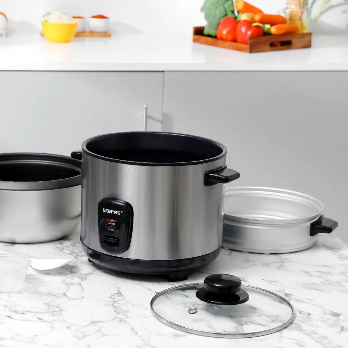 Geepas Multifunction Rice Cooker GRC35040 | 1.5L Capacity | Ideal for Cooking, Steaming & Keeping Food Warm | Stainless Steel Body & Easy to Clean | 2 Years Warranty - Image 3