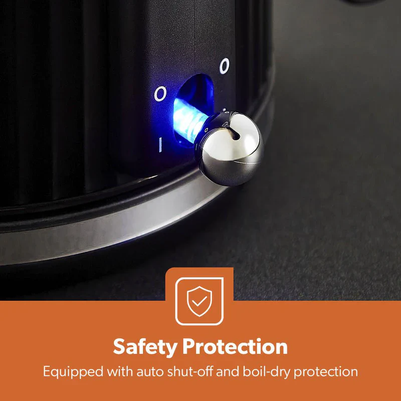 Geepas 1.7L Fluted Black Jug Kettle GK38068UK-BK | 3000W Rapid Boil | 360° Cordless Base | Auto Shut-Off & Boil-Dry Protection | Elegant Design | 2 Years Warranty - Image 3