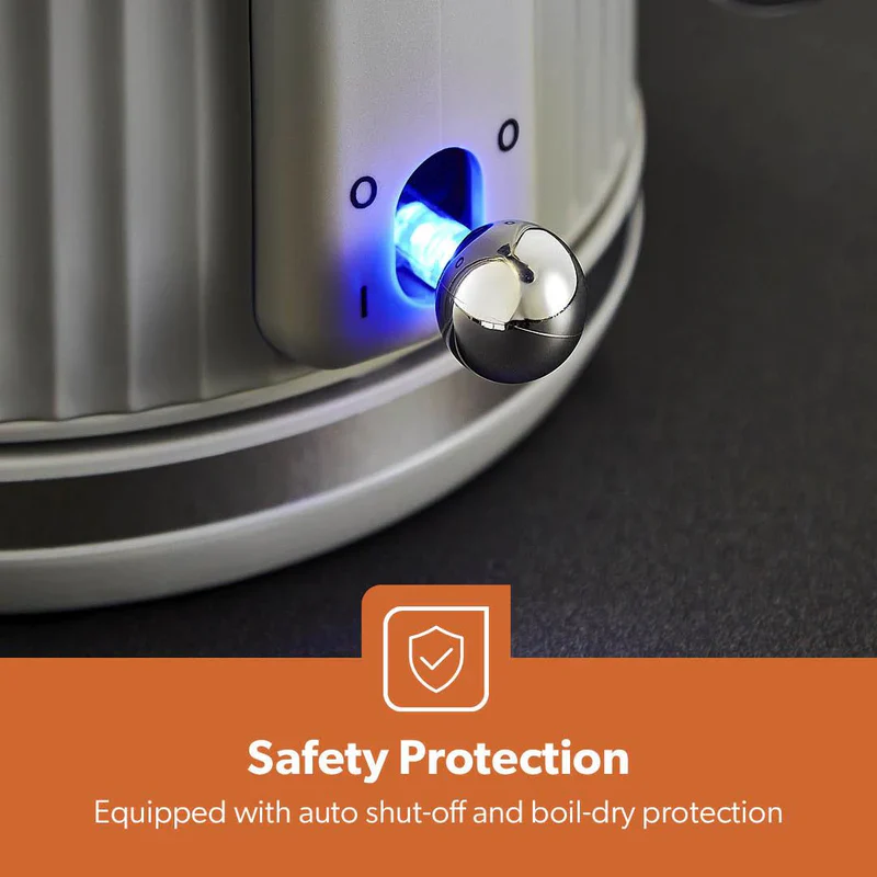 Geepas 1.7L Fluted Grey Jug Kettle GK38068UK-GR | 3000W Rapid Boil | 360° Cordless Base | Auto Shut-Off & Boil-Dry Protection | Elegant Design | 2 Years Warranty - Image 5
