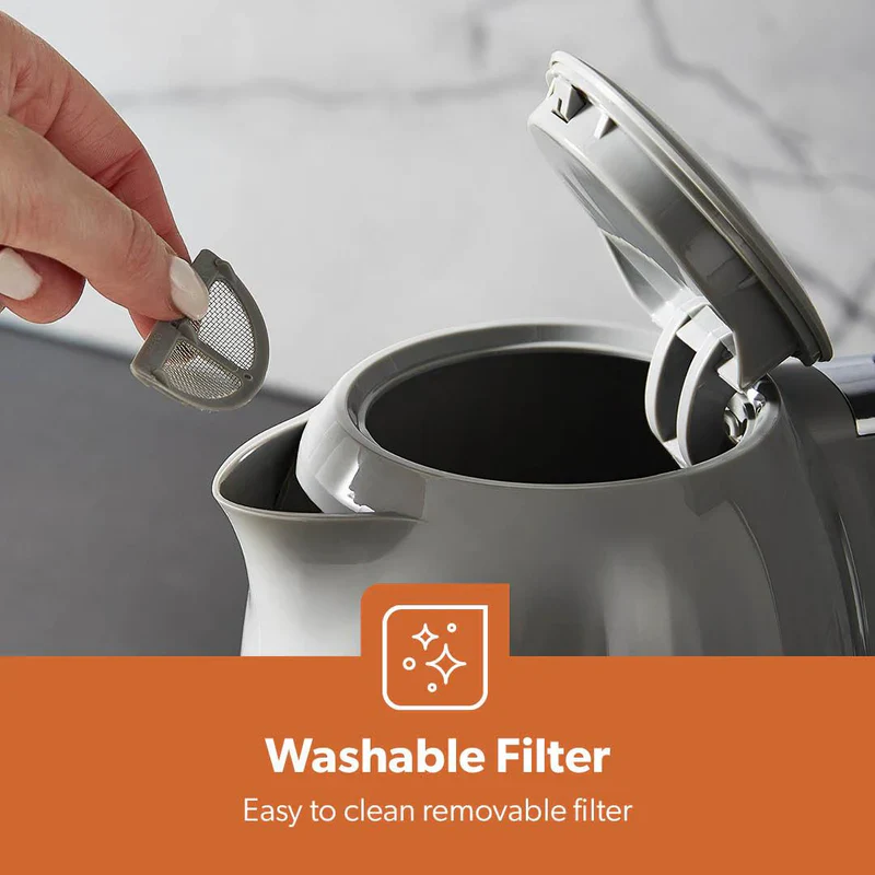 Geepas 1.7L Fluted Grey Jug Kettle GK38068UK-GR | 3000W Rapid Boil | 360° Cordless Base | Auto Shut-Off & Boil-Dry Protection | Elegant Design | 2 Years Warranty - Image 7