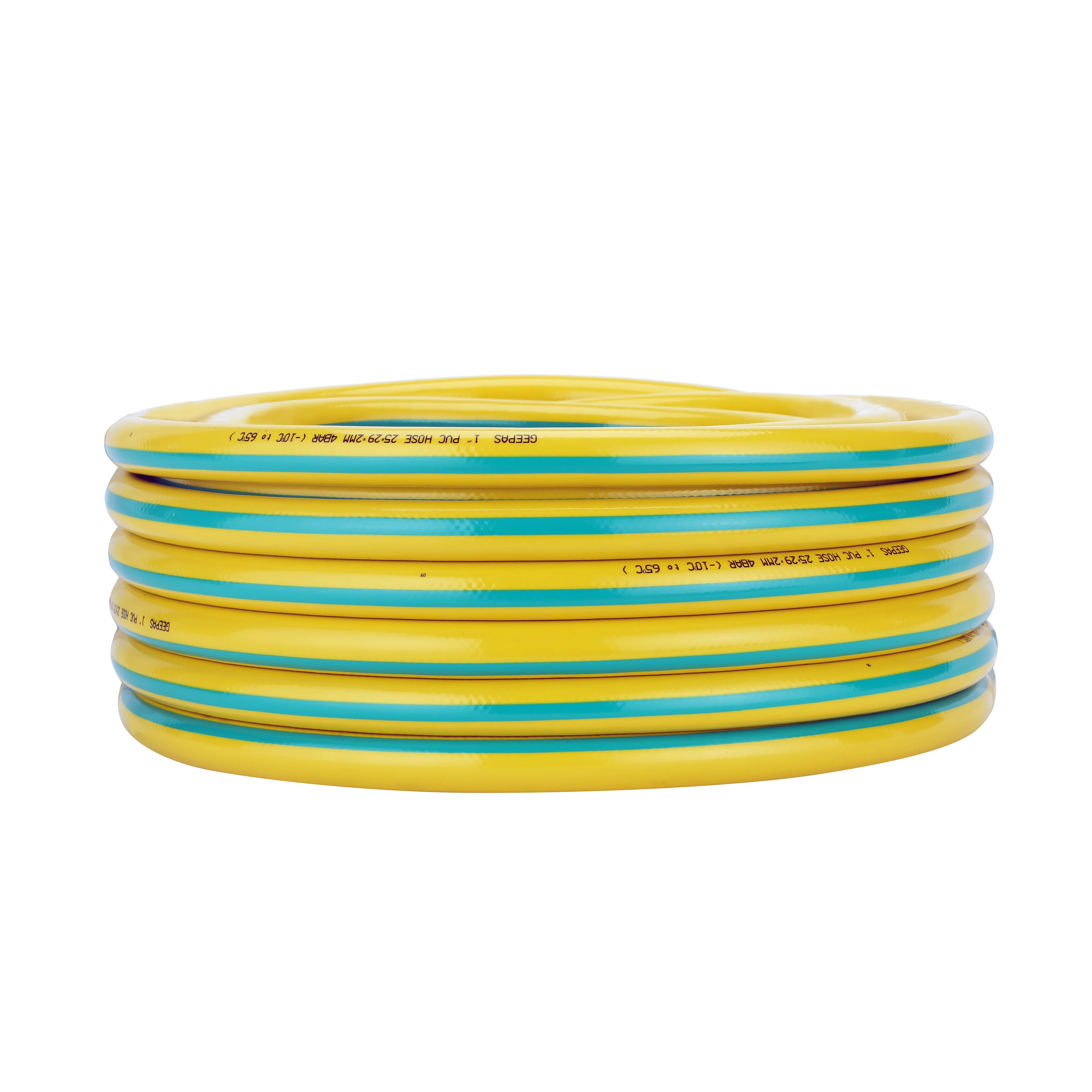 Geepas 1" PVC Hose- GWH61157 | 25M, 3-Layer Flexible Design | For Water Supply, Gardening, Cleaning | 4 Bar Pressure, Heat Resistant -10°C to 65°C | Yellow/Green. - Image 2