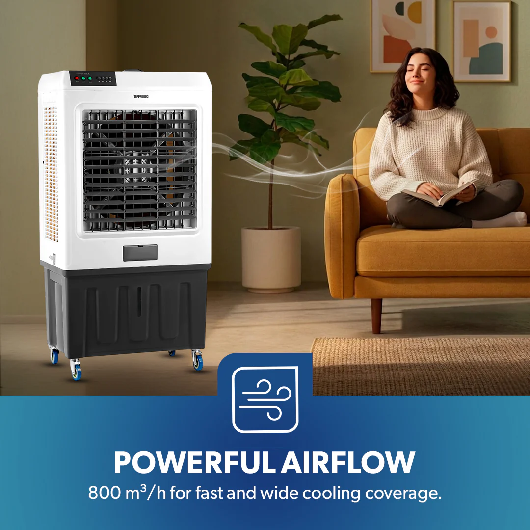 Geepas GAC16019 Air Cooler | 100L Large Water Tank| Powerful 800m³/h Airflow| 3 Adjustable Wind Speeds| 450W  Motor| Energy Efficient Cooling System| 2 Years Warranty - Image 3