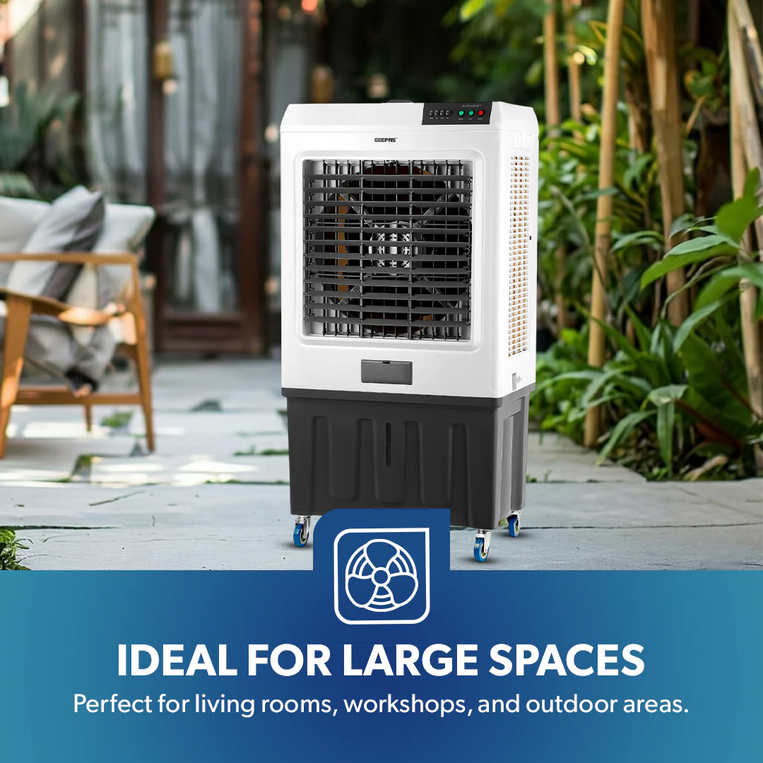 Geepas GAC16019 Air Cooler | 100L Large Water Tank| Powerful 800m³/h Airflow| 3 Adjustable Wind Speeds| 450W  Motor| Energy Efficient Cooling System| 2 Years Warranty - Image 8