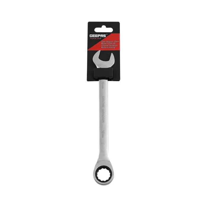 Geepas 10mm Gear Wrench with Plastic Hanger - Part Ring/Open-Ended Spanner with Ratchet Function | CRV, Mirror Finish | Ideal for Mechanic, Plumbers, Carpenter, DIYers and More - Image 3