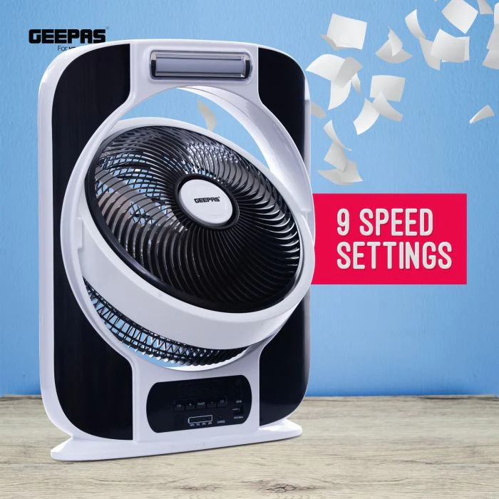 Geepas 12'' Rechargeable Box Fan - 16 Pcs Hi-Power SMD LED Light - USB Fan for Office, Home & Travel Use - 40 Hours Working  - 2 Year Warranty - Image 2