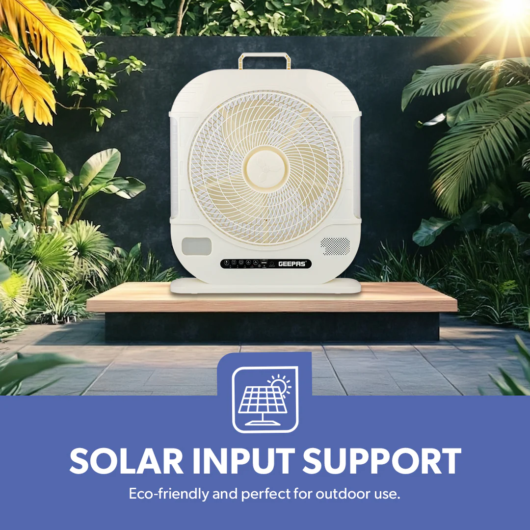 Geepas GF21190 12” Rechargeable Fan with Remote Control | 20 Hours Battery Backup| LED Light| USB Charging | Adjustable Speed| Energy Efficient Design| 2 Years Warranty - Image 7