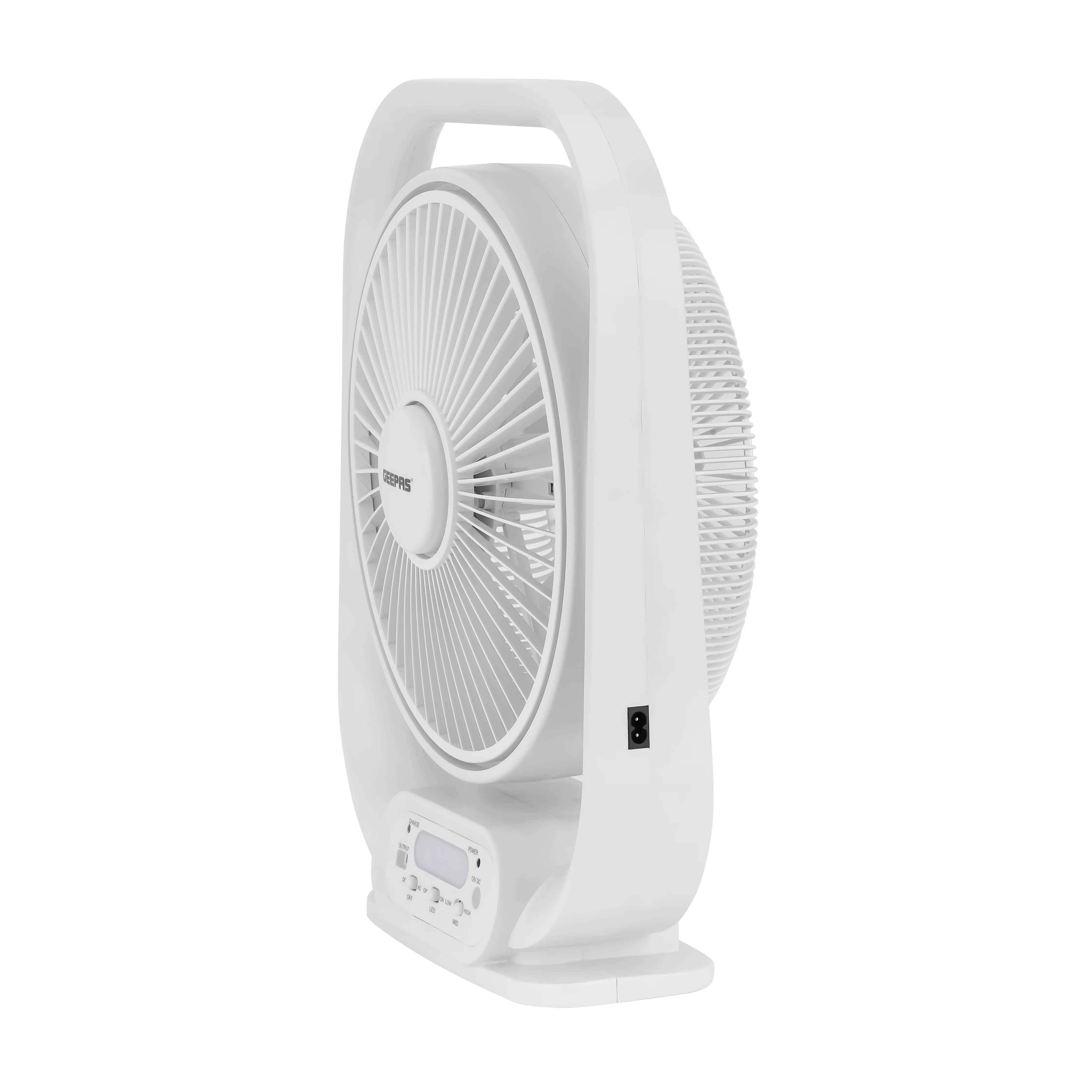 Geepas GF21189 Rechargeable 12-Inch Table Fan | Built-in LED Light | USB & Solar Charging Input| 3 Speed Settings| Long Battery Backup| Portable Design| 2 Years Warranty - Image 4