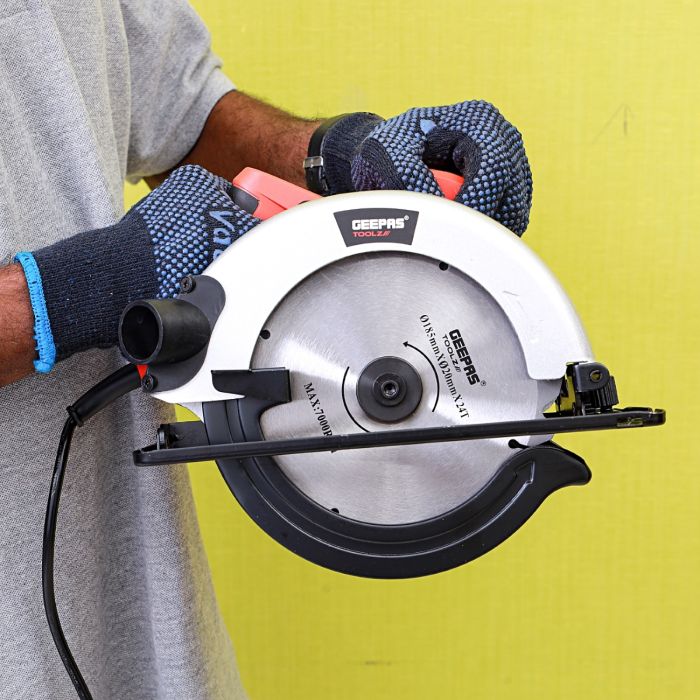 Geepas 1200W Circular Saw 185mm - Multi-Purpose  Blade 65mm Cutting Depth,Depth & Angle Adjustment | Ideal for Wood, Mild Steel, Plastic & More - Image 3