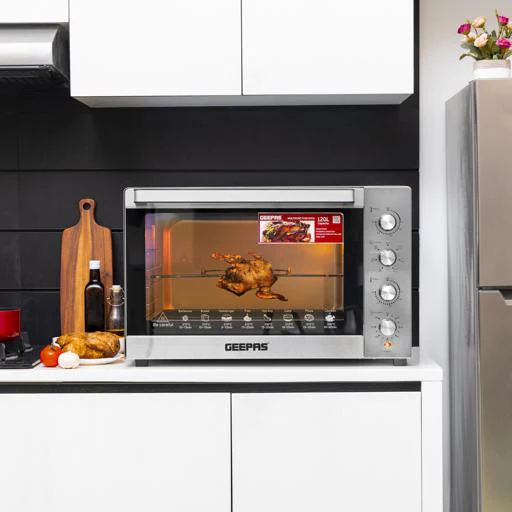 Geepas 120L Multi-Function Oven GO34057 | 2800W Power | Rotisserie & Convection Function| 120 Minutes Timer| 7 Heating Stages| Stainless Steel Design| 2 Years Warranty - Image 2