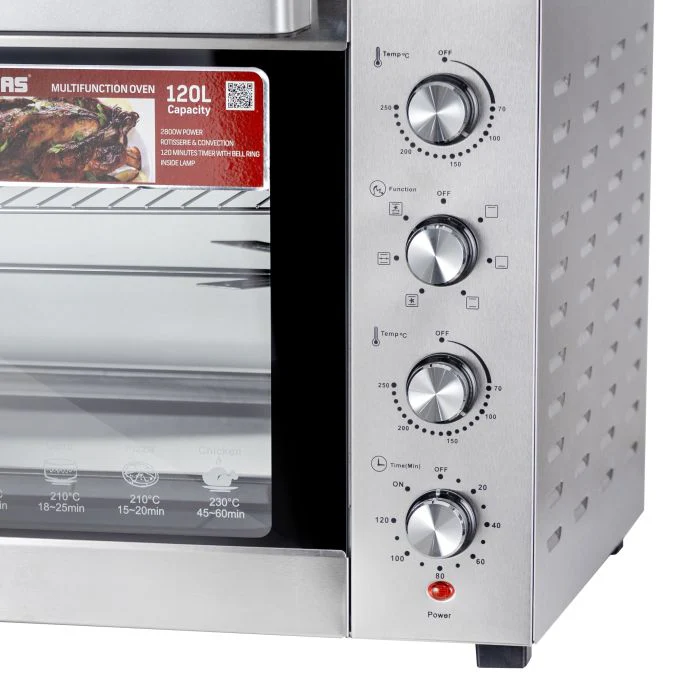 Geepas 120L Multi-Function Oven GO34057 | 2800W Power | Rotisserie & Convection Function| 120 Minutes Timer| 7 Heating Stages| Stainless Steel Design| 2 Years Warranty - Image 5