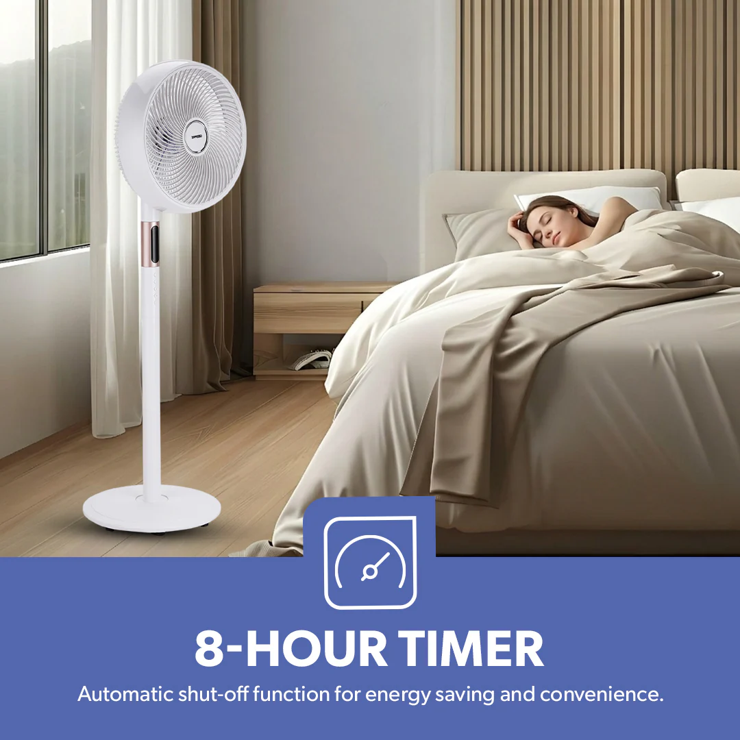 Geepas GF21205 14” Stand Fan with Remote Control | Scandi Series, 60W Motor| 3-Speed| 8H Timer| 5-Blade Air Circulation| Wide Oscillation| Korean Style| 2 Years Warranty - Image 5