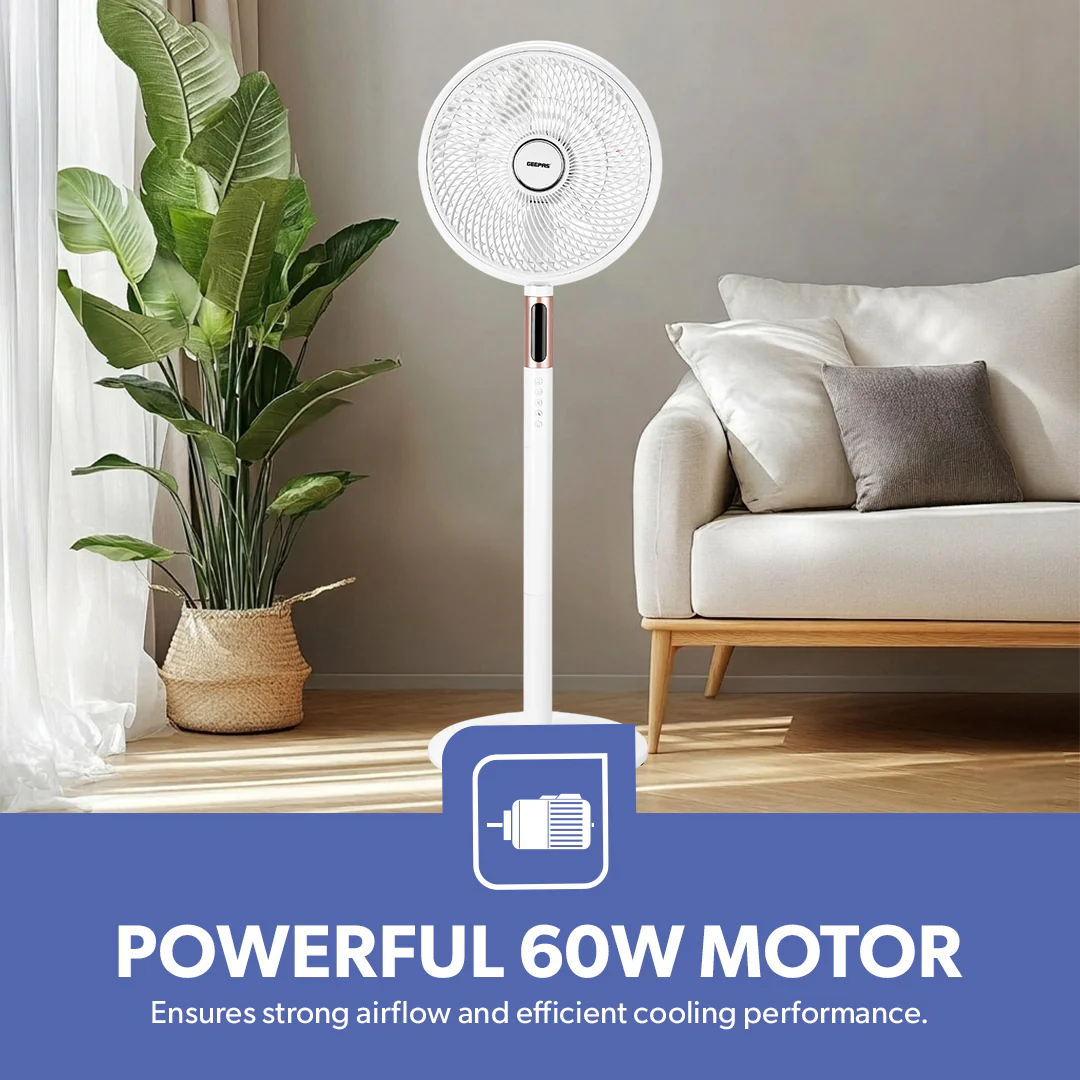 Geepas GF21205 14” Stand Fan with Remote Control | Scandi Series, 60W Motor| 3-Speed| 8H Timer| 5-Blade Air Circulation| Wide Oscillation| Korean Style| 2 Years Warranty - Image 7