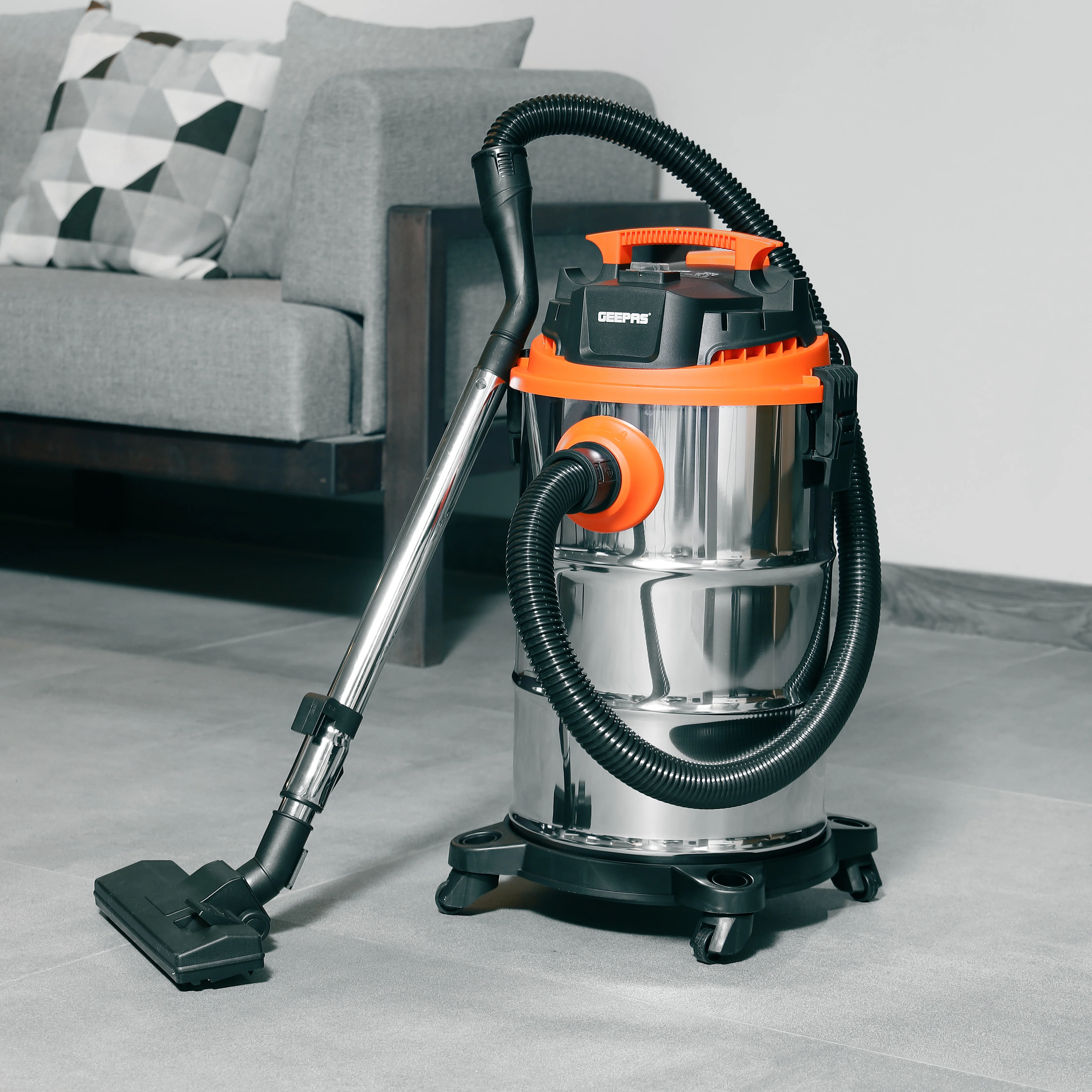 Geepas GVC19032 Wet & Dry Vacuum Cleaner | 1400W Copper Motor | 30L Capacity | Wet/Dry/Blow 3-in-1 Function | Hose Storage & Universal Wheels | 2 Years Warranty - Image 2
