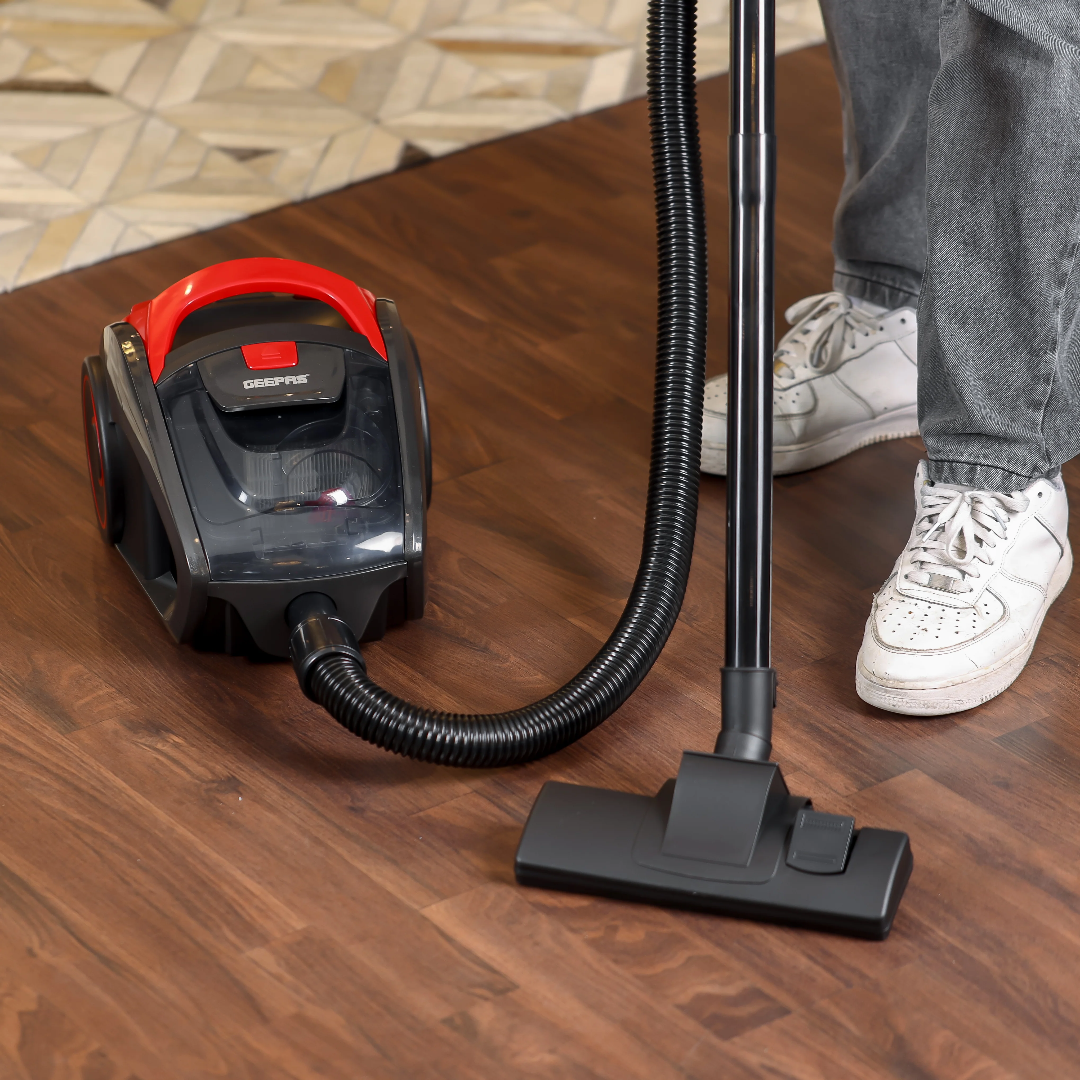 Geepas 1400W Cyclonic Vacuum Cleaner GVC19024 | 1.5L Dust Bag | Low Noise | Auto Cord Rewind | Flexible Hose | Floor Brush | Anti-Rust Body | 2Y Warranty - Image 3