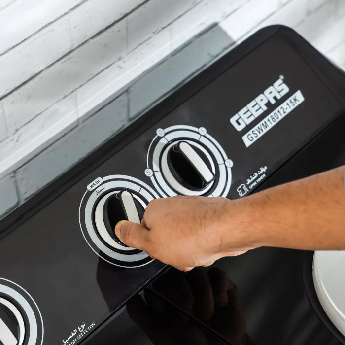 Geepas GSWM18012 Twin Tub Semi Automatic Washing Machine | 15Kg Capacity | Air Dry Function| Bubble Marker Wash | Dual Water Inlet | 700W Power & 220-240V Operation - Image 6