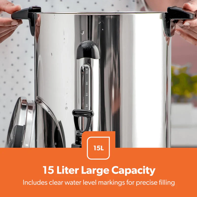 Geepas 15L Stainless Steel Water Boiler GK5219 | 1650W High Performance Electric Hot Water Dispenser| Durable Build| Safe to Use| Ideal for Home & Office|2 Years Warranty - Image 6