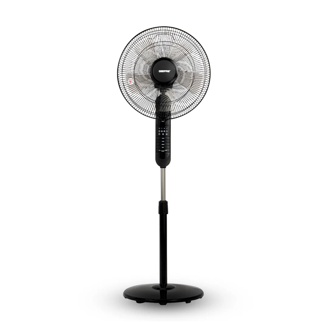 Geepas GF9489 16 Inch Stand Fan with Remote Control | 60W Powerful Motor | 3 Speed Settings| 7.5 Hour Timer | Adjustable Height | Oscillation Function | 2 Years Warranty