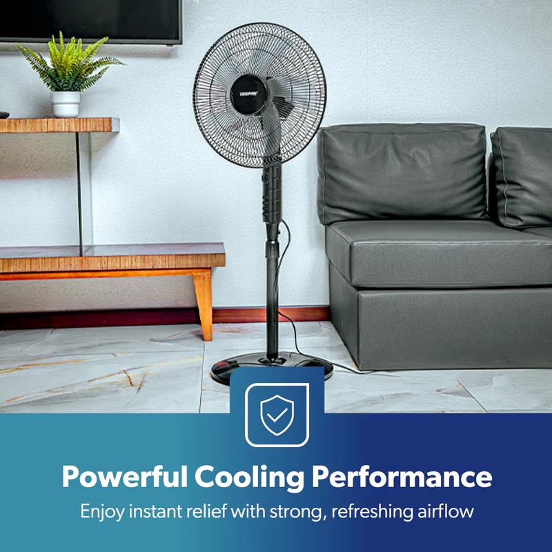 Geepas GF9488 16 Inch Stand Fan |Powerful Copper Motor for Efficient Cooling| 3Speed Settings| Adjustable Height| Oscillation Function| Quiet Operation| 2 Years Warranty - Image 6