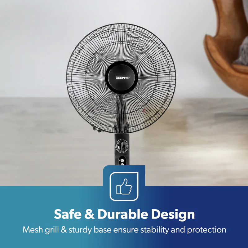 Geepas GF9488 16 Inch Stand Fan |Powerful Copper Motor for Efficient Cooling| 3Speed Settings| Adjustable Height| Oscillation Function| Quiet Operation| 2 Years Warranty - Image 8
