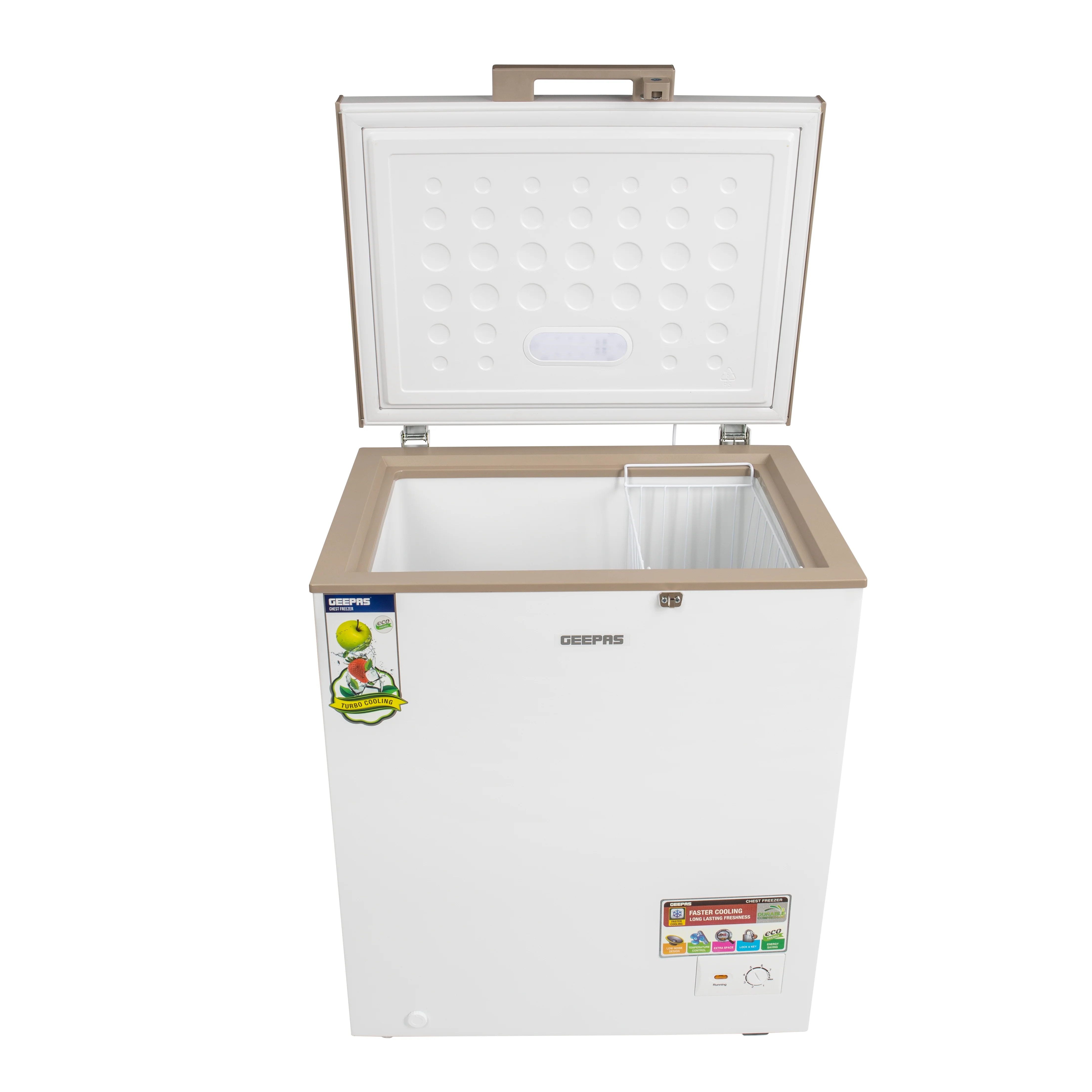 Geepas GCF1706WAH Chest Freezer | 170L Capacity |-18°C Deep Freezer with LED Light, Lock & Adjustable Thermostat | 115W Energy-Efficient Cooling  | 1 Year Warranty - Image 3