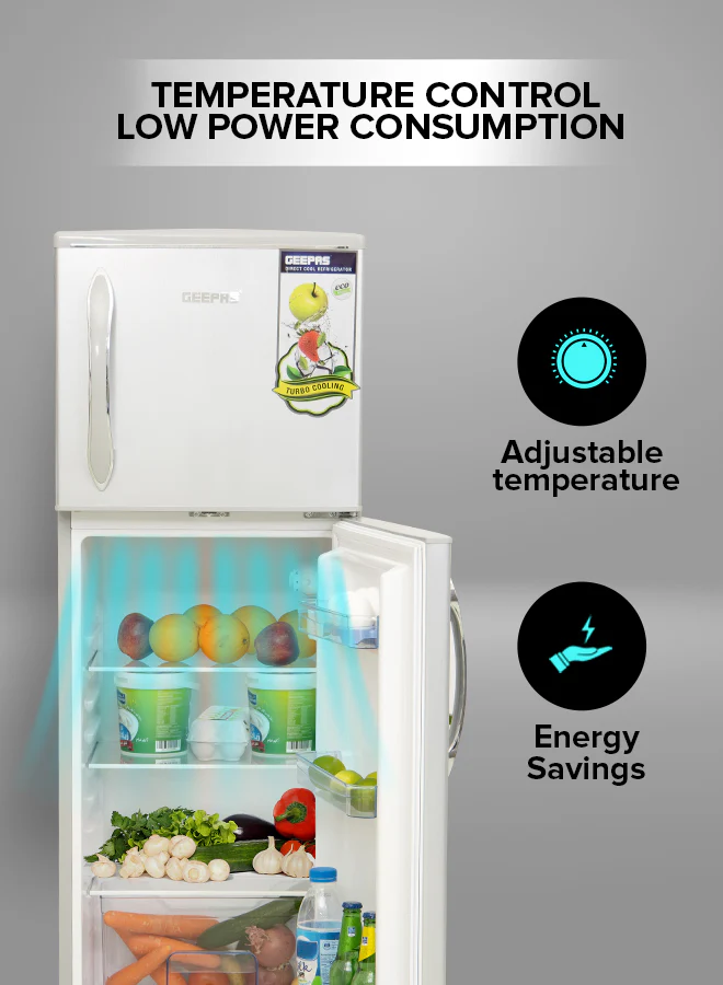 Geepas Double Door Refrigerator - Durable Double Door Refrigerator, Gross 180L & Net 132L capacity, Fast Cooling & Preserves Freshness, Low Noise, Energy Efficient, In-Built Deodorizer - Image 5