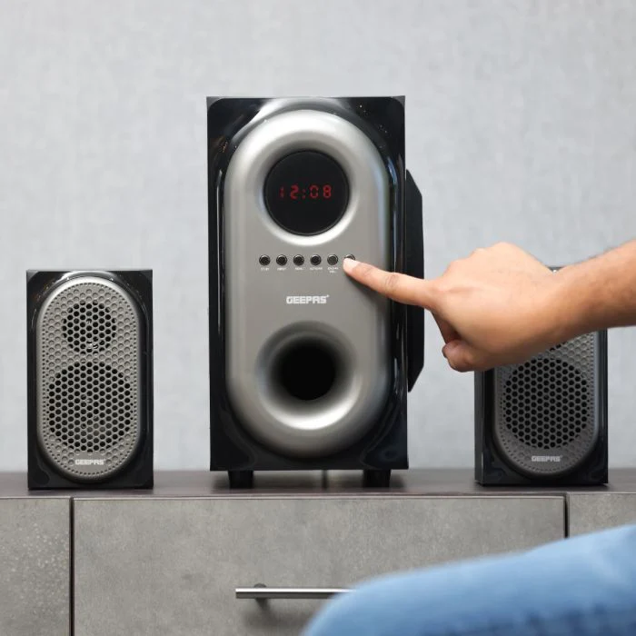 Geepas 2.1 CH Multimedia Speaker System with Remote Control- GMS7493N| USB, SD, Bluetooth and Karaoke Function| 40000 W PMP0 Speaker Unit| With LED Display - Image 3