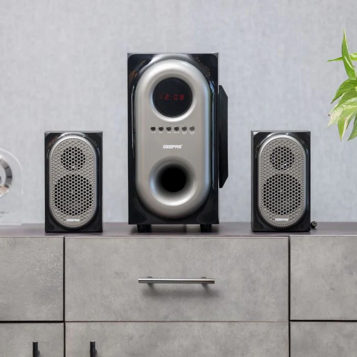Geepas 2.1 CH Multimedia Speaker System with Remote Control- GMS7493N| USB, SD, Bluetooth and Karaoke Function| 40000 W PMP0 Speaker Unit| With LED Display - Image 4