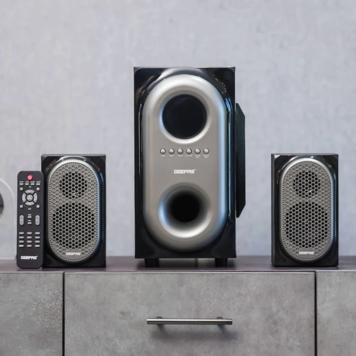 Geepas 2.1 CH Multimedia Speaker System with Remote Control- GMS7493N| USB, SD, Bluetooth and Karaoke Function| 40000 W PMP0 Speaker Unit| With LED Display - Image 5