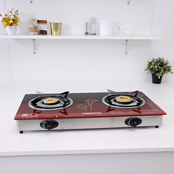Geepas Glass Top Gas Cooker GK5602 |2 High-Efficiency Burners |8mm Thick Tempered Glass Top |Auto Ignition, Sturdy Pan Supports & Easy to Clean Design for Modern Kitchens - Image 2