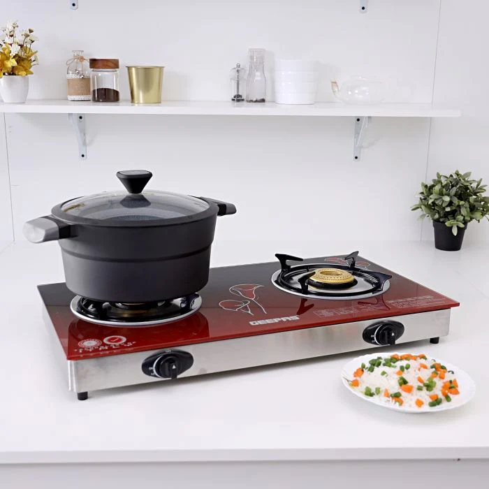 Geepas Glass Top Gas Cooker GK5602 |2 High-Efficiency Burners |8mm Thick Tempered Glass Top |Auto Ignition, Sturdy Pan Supports & Easy to Clean Design for Modern Kitchens - Image 3