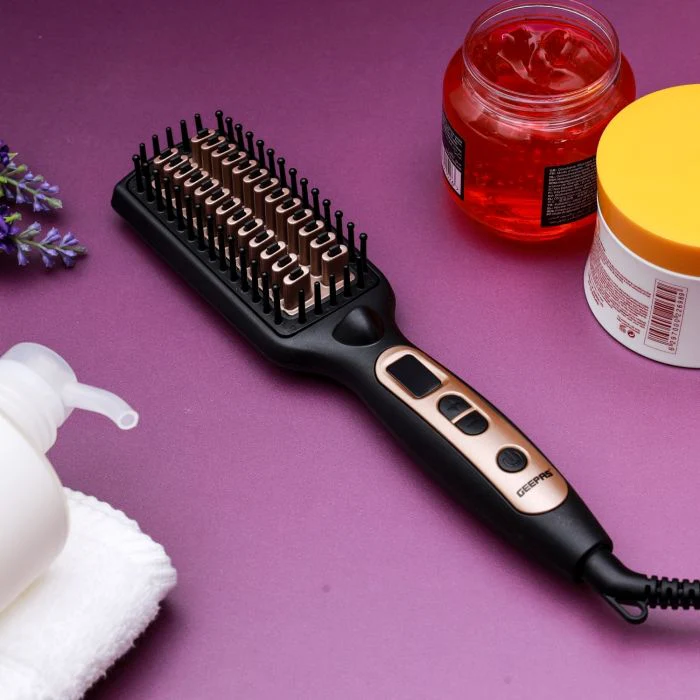 Geepas 2 In 1 Hair Brush 45W - Straightener Brush with Ceramic Anti Scald Hair Brush, Travel Voltage Brush, Auto Shut Off with LED Display and Heating Function | 2 Years Warranty - Image 5