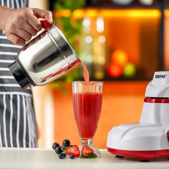 Geepas 2-IN-1 Mixer Grinder- GSB5446| 550W Powerful Motor with Stainless Steel Jars and Blades, Unbreakable Polycarbonate Jar Caps| Ergonomic Design, Overload Protector - Image 4