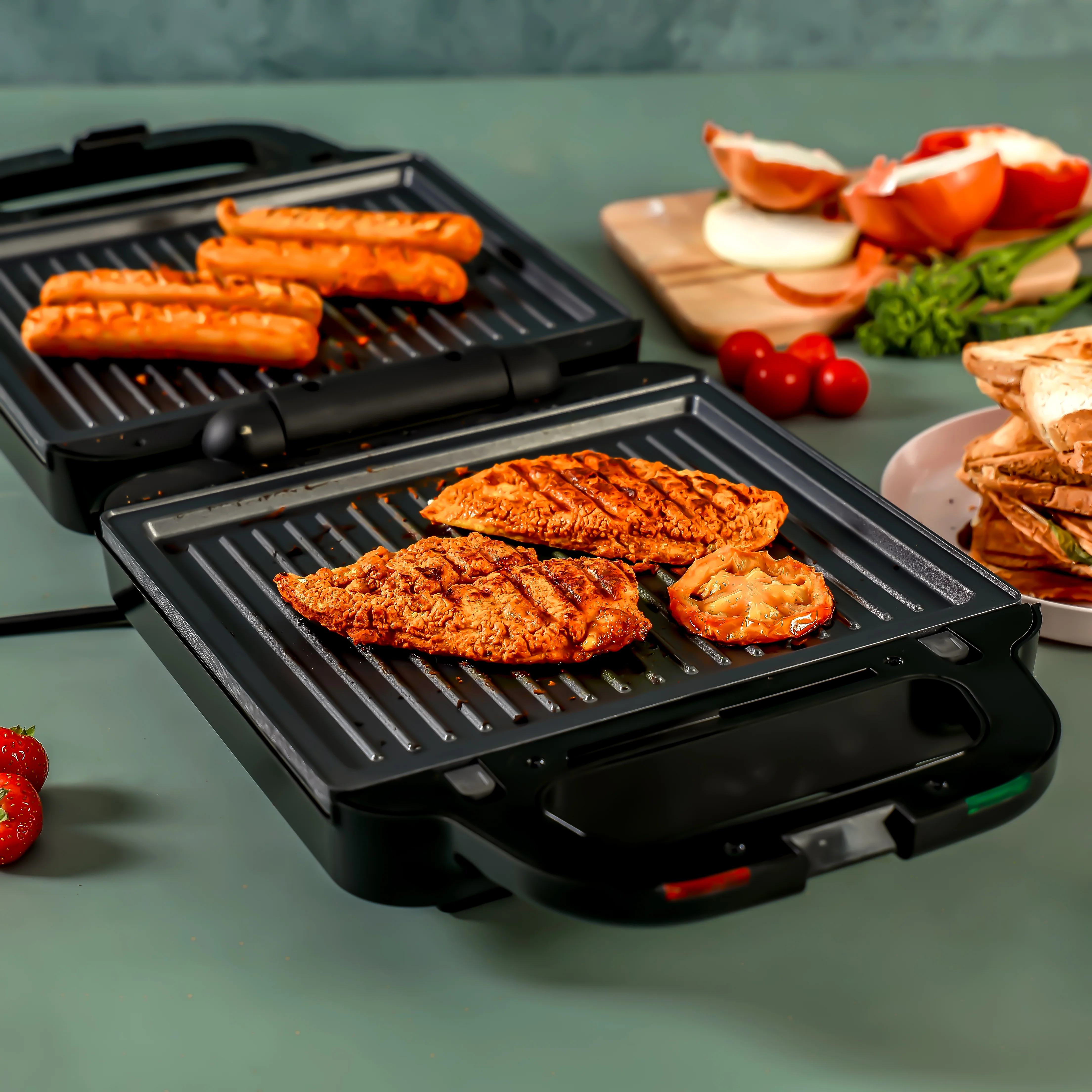 Geepas 2-in-1 Multi-Snacks Maker GSM5444 |1400W Sandwich & Grill Maker| Non-Stick Plates| 180° Open Design| Automatic Temperature Control| Easy to Clean | 2-Year Warranty - Image 3
