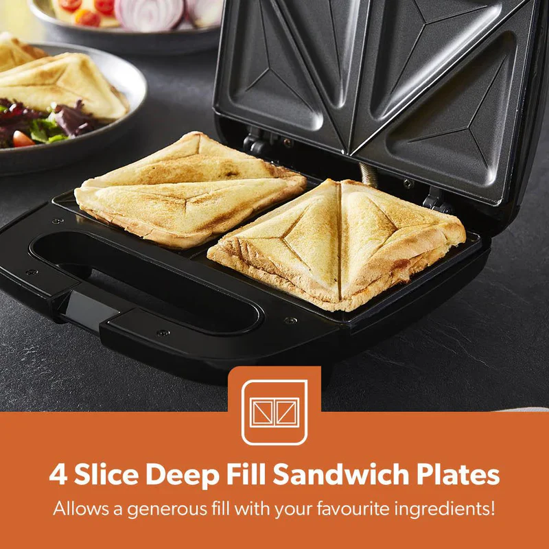 Geepas 2-Slice Sandwich Maker | 700W Powerful Sandwich Toaster with Non-Stick Plates| Cool-Touch Handle| Indicator Lights| Easy Cleaning| Compact Design| 2 Years Warranty - Image 3