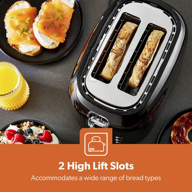 Geepas Fluted Bread Toaster GBT36558UK-BK – 2 Slice, 6 Browning Levels, Removable Crumb Tray, Defrost & Reheat, Ideal for All Bread Types, 2-Year Warranty, Black - Image 4