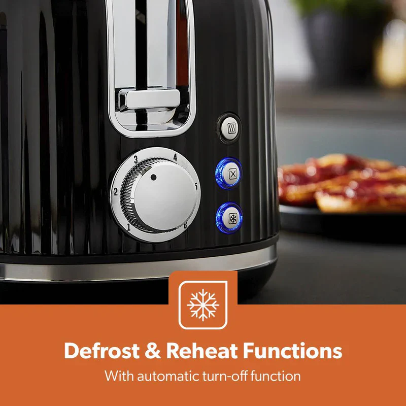 Geepas Fluted Bread Toaster GBT36558UK-BK – 2 Slice, 6 Browning Levels, Removable Crumb Tray, Defrost & Reheat, Ideal for All Bread Types, 2-Year Warranty, Black - Image 5