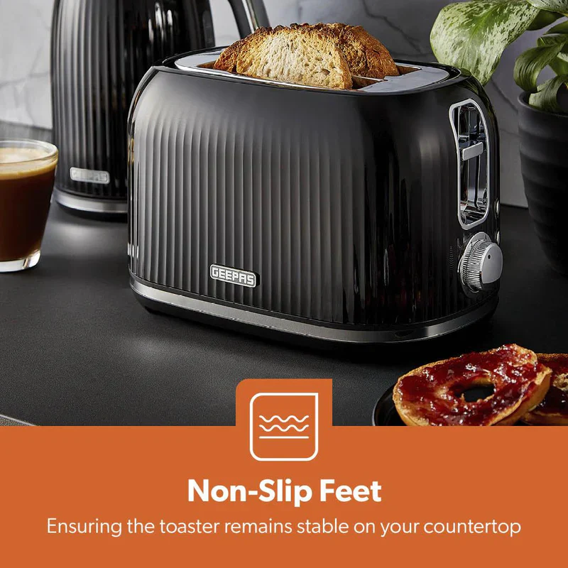 Geepas Fluted Bread Toaster GBT36558UK-BK – 2 Slice, 6 Browning Levels, Removable Crumb Tray, Defrost & Reheat, Ideal for All Bread Types, 2-Year Warranty, Black - Image 7