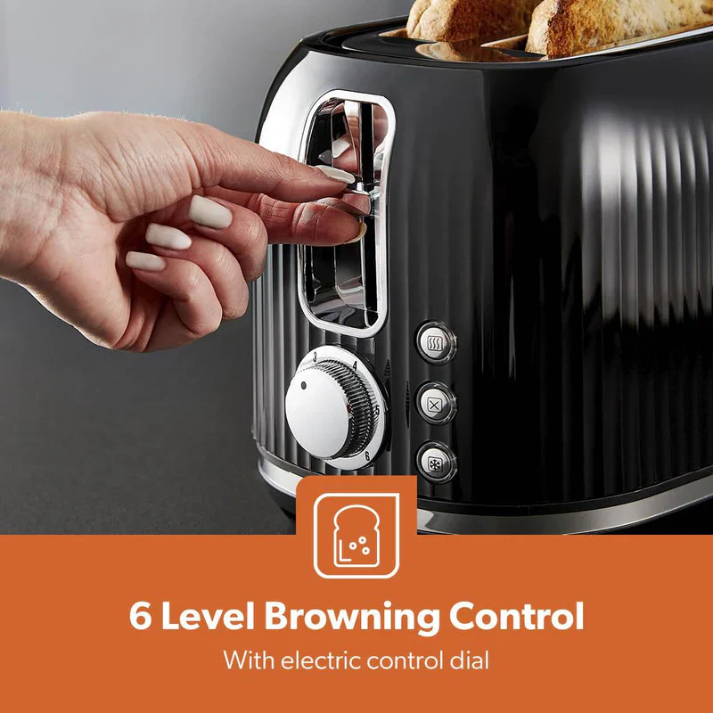 Geepas Fluted Bread Toaster GBT36558UK-BK – 2 Slice, 6 Browning Levels, Removable Crumb Tray, Defrost & Reheat, Ideal for All Bread Types, 2-Year Warranty, Black - Image 8