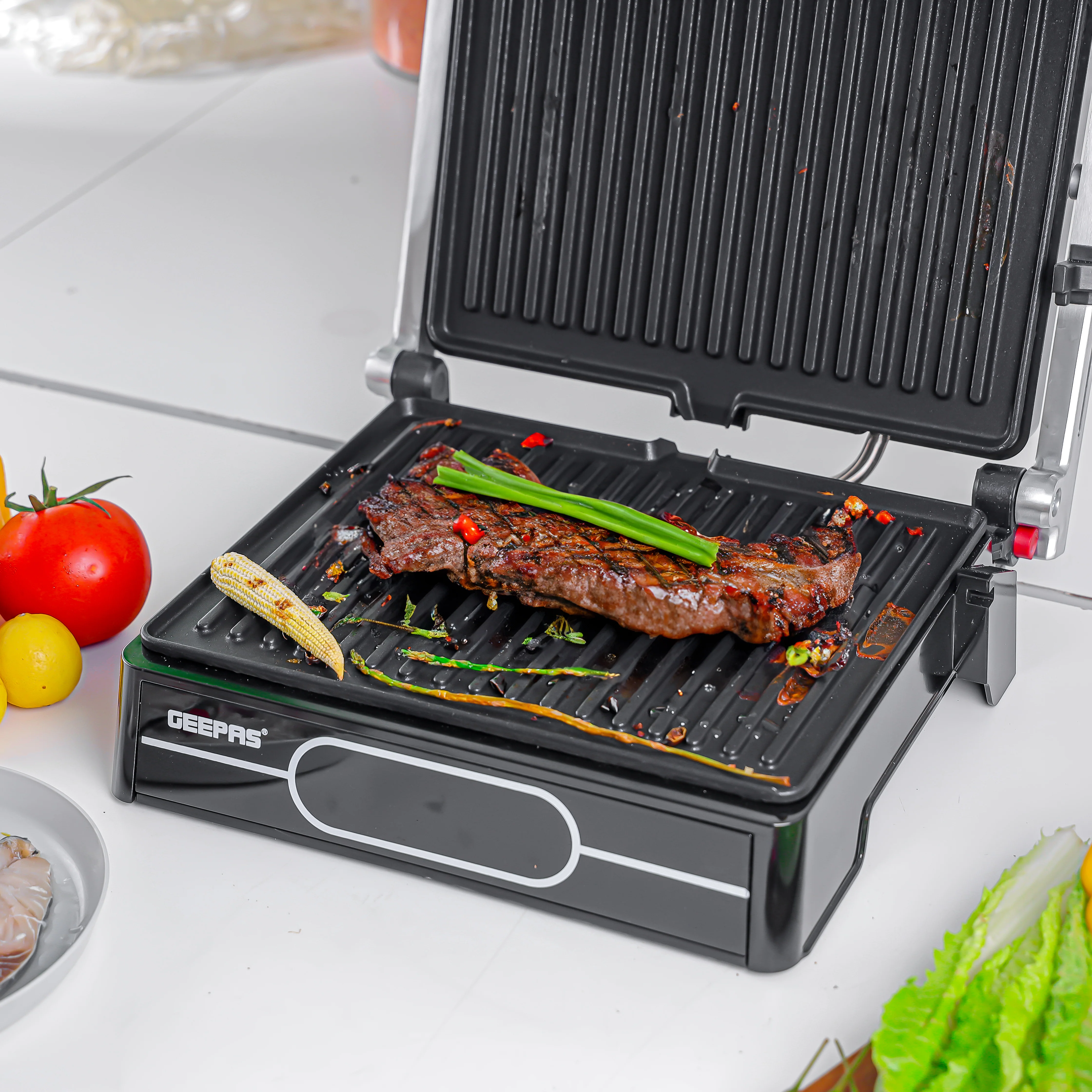 Geepas 2000 W 4-Slice Grill Maker- GGM36557/Non-Stick Plates for Easy Release /Digital Control Temperature with 9 Levels Manual Adjustable Height/Black, 2 Years Warranty - Image 6