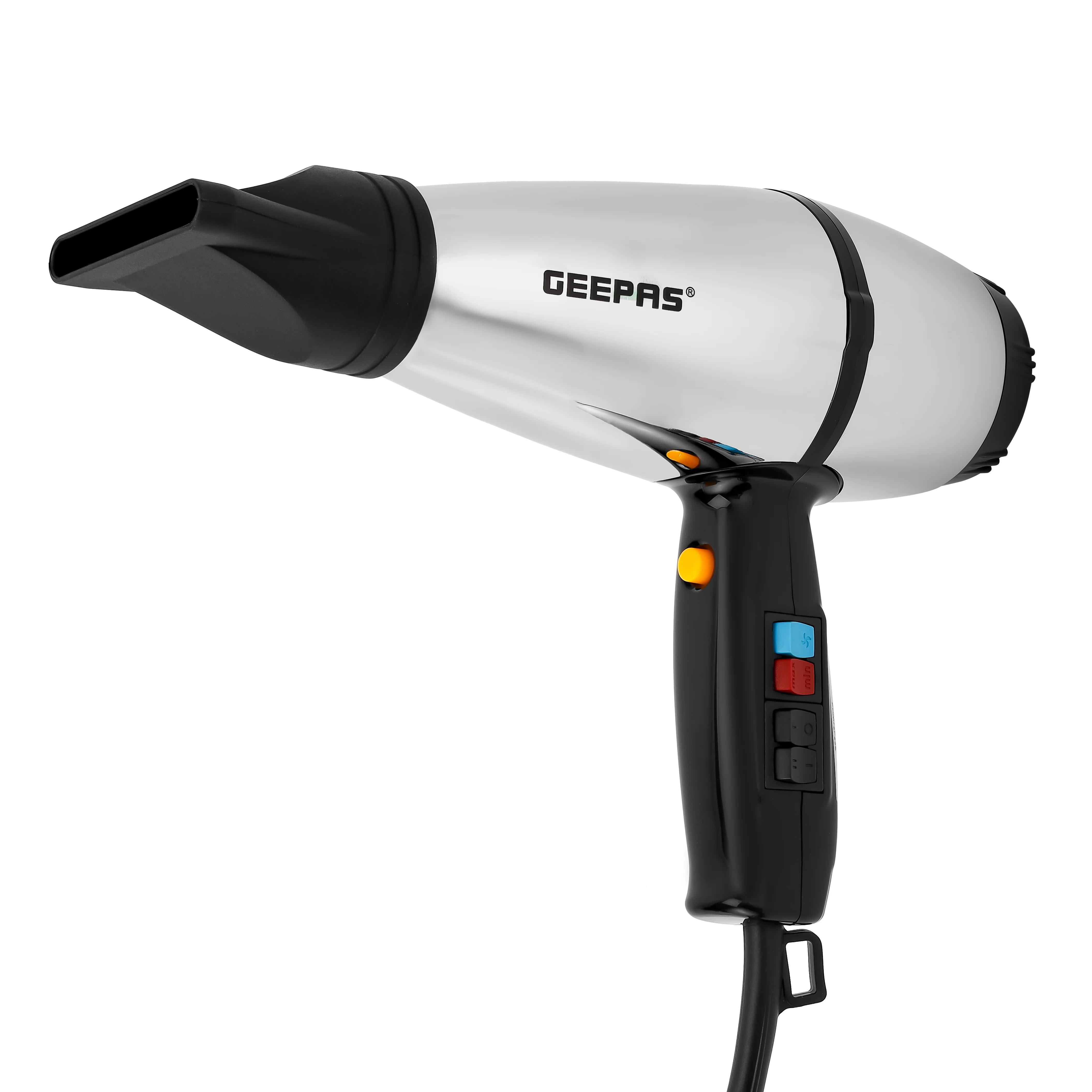 Geepas Hair Dryer GHD86072 | 2000W | 2 Speed & Heat Settings | Cool Shot | Nozzle for Quick Drying | Overheat Protection | Mirror Body | 2-Year Warranty, Silver - Image 2